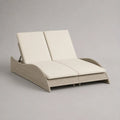 Garten-Doppelliege aus PE-Rattan und Stahl mit 2 verstellbaren Rückenlehnen, Beige und Creme, 200 × 140 × 33–88 cm