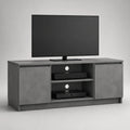 TV-Lowboard aus Spanplatte mit 2 Türen, 2 Gerätefächern und Kabelführung, Betongrau/Anthrazit, 140 × 40 × 60 cm