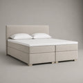Boxspringbett Doppelbett mit Topper, Taschenfederkern und Stoffbezug, Beige/Weiß, Liegefläche 180 x 200 cm, Gesamtmaß 188 x 214 x 120 cm