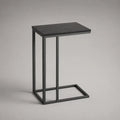 C-förmiger rechteckiger Beistelltisch aus Stahl und MDF, Schwarz mit grauer Maserung, 45 × 30 × 65 cm