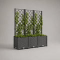 Pflanzkasten mit Rankgitter, 3er-Set aus PP, rechteckig, Anthrazit, 120 × 40 × 150 cm