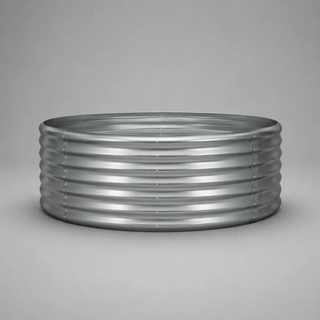 Runder Hochbeet-Pflanzring aus verzinktem Stahl, Silber, Ø 120 × H 45 cm