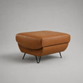 Rechteckiger Fußhocker aus PU-Kunstleder mit Stahlbeinen, Cognac/Schwarz, 76 × 62 × 46 cm