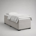 3-teiliges Boxspringbett 90 × 200 × 58 cm mit Taschenfederkernmatratze und PU-Schaumtopper, Polyesterbezug, Hellgrau/Schwarz, ohne Kopfteil